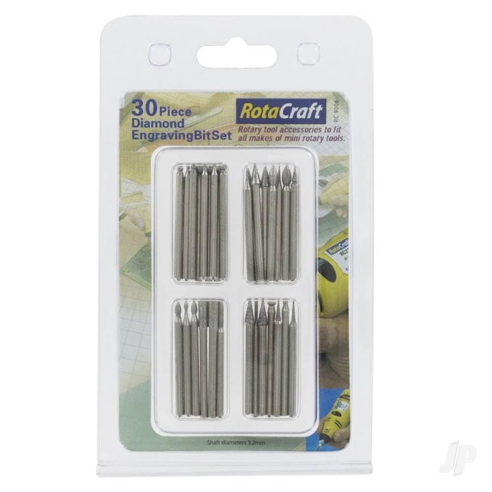 Best Price Square Grey Rotacraft 30 Piece Diamond Engraving Bit Set,
