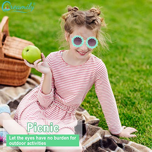 Creamily Round Flower Sunglasses for Girls Flower Shaped Daisy Sunglasses Outdoor Beach Girls Glasses Eyewear for Kid3