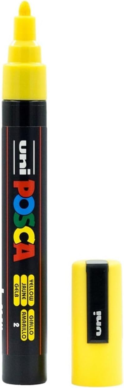 Posca 182502 Marker with Bullet Tip, 1.8-2.5 mm Line Width, Light Yellow, Yellow