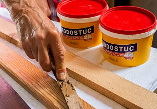 Originele MODOSTUC houten stopverf - 1 kg gebruiksklare vulmassa voor hout & muur, houtvuller, perfecte kleefkracht & sneldrogend, ideaal voor het herstellen van houtschade, kleur walnoot - Afbeelding 5
