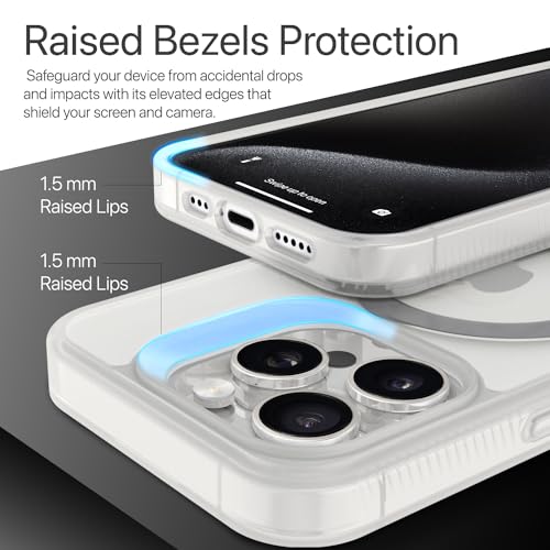 Image of Vaku Luxos Astros Magpro Back Cover Case for iPhone 15 Pro Max with Magnetic Alloy Ring Metal Kickstand Scratch Resistant Slim Thin Military-Grade Protection Compatible with MagSafe - White