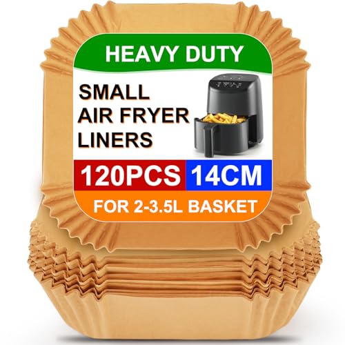 Image of BYKITCHEN Air Fryer Liners for Cosori Small /Chefman Mini /Midea /Daewoo Compact 2L, 120PCS 5.5Inch Disposable Parchment Paper Air Fryer Liner, Nonstick Kitchen Accessories for Single AirFryer Baskets