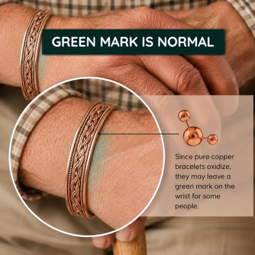 Image of Touchstone Copper magnetic bracelet Tibetan style. Hand forged with solid and high gauge pure copper. Elegant braid pattern.