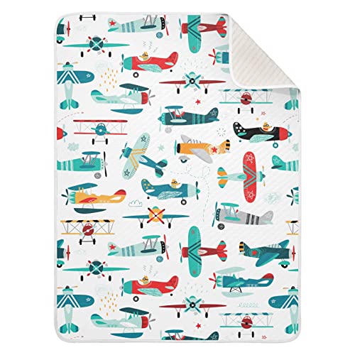 Image of Airplane Baby Blankets Soft Warm Crib Stroller Blanket for Toddler Newborn Girls Boys, 30x40in