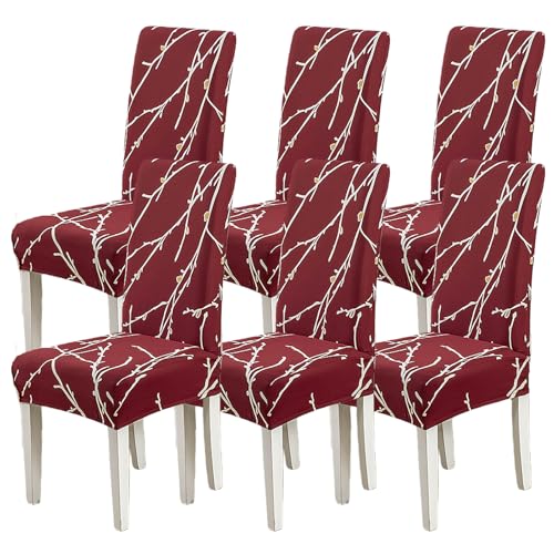 MEMEM Juego de 2 Fundas for sillas de Comedor de poliéster, Funda elástica Suave for habitación, Protector for Cocina, Hotel(17,Set of 6)