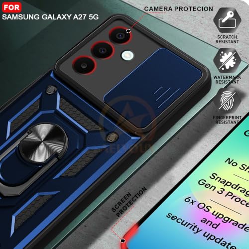 Image of Armor Bumper Back Cover Case for Samsung Galaxy A27 / M47 5G Rotating Camera Cover, Ring Holder & Kickstand | Heavy Duty & 360 Degree Protection Back Cover (Blue)