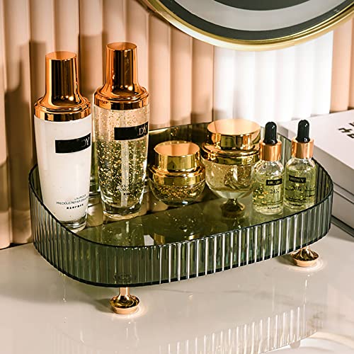 Anfenglou 11Inch Green Bathroom Vanity Tray With Large Capacity, Perfume Organizer Skincare Organizers For Dresser With Gold Foot, Acrylic Bathroom Counter Organizer For Candle,Lotion Bottle,Cosmetics #TOP1