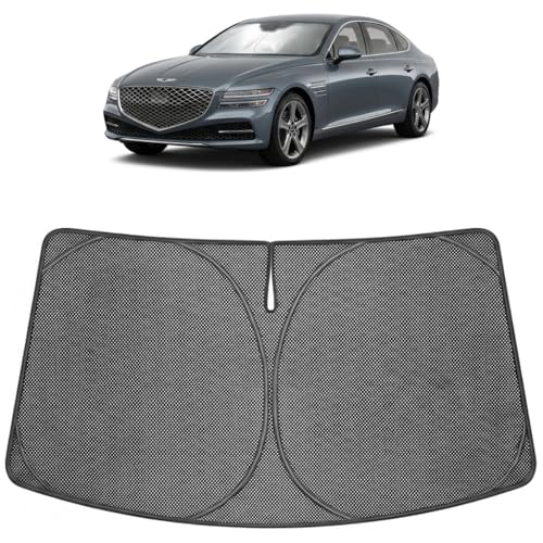 Image of Proadsy Windshield Sun Shade Custom Fit Genesis G80 2021-2026 Ice Crystal Black Front Window Sunshade UV and Heat Blocker Foldable Visor Keeps Car Cooler for Summer Parking and Daily Use