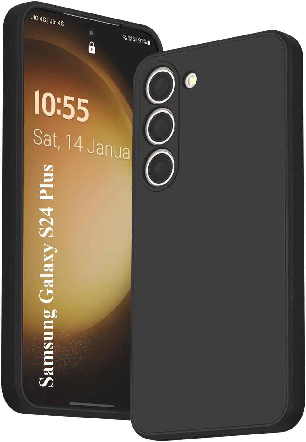 Zubitech Case for Samsung Galaxy S24 Plus Soft Silicone Gel Rubber Cover Shockproof Matte Finish Back Cover Inner Fabric Lining with Camera Protection Case (Black, Samsung Galaxy S24 Plus)