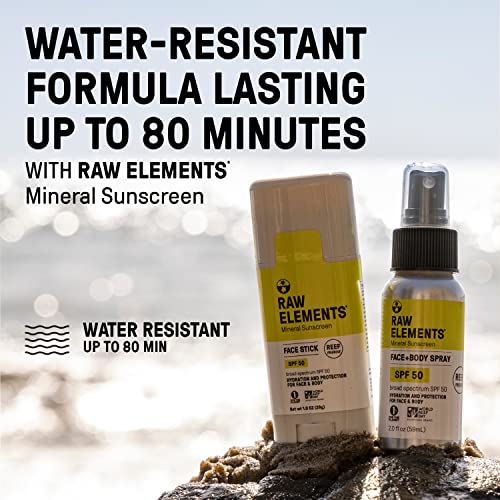 Raw Elements Face + Body Spray Spf 50 All-Natural Mineral Sunscreen - Reef Safe, Water Resistant, Cruelty Free, Moisturizing, Broad-Spectrum Uva/Uvb Protection, For All Ages, Aluminum Bottle, 2Oz #TOP7