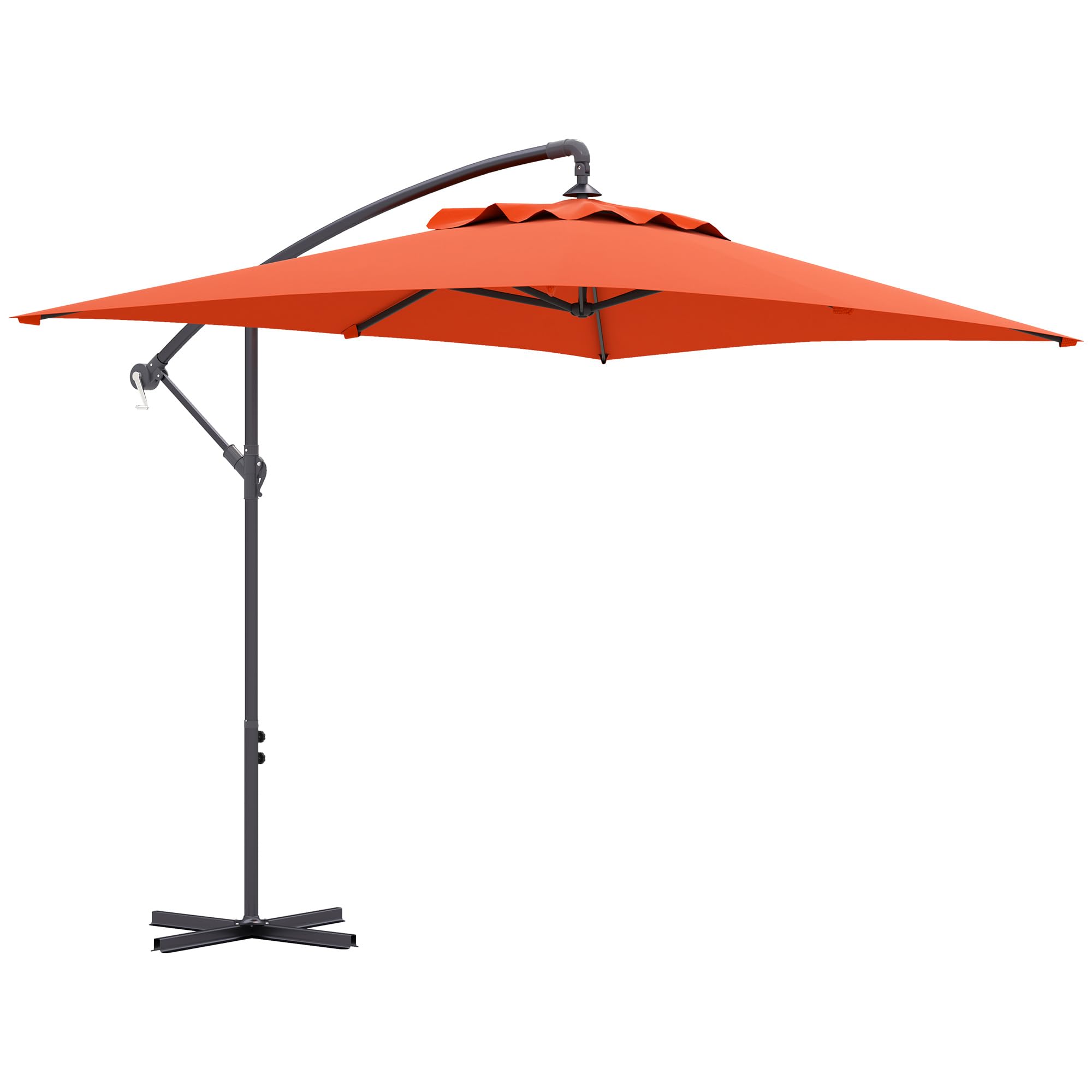 Outsunny Orange Crank And Tilt Cantilever Parasol With Cross Base 3M