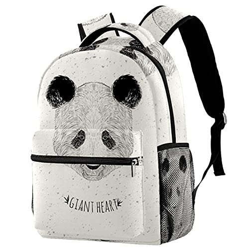 Sac à dos de voyage beige avec motif panda et porte-bouteille intégré