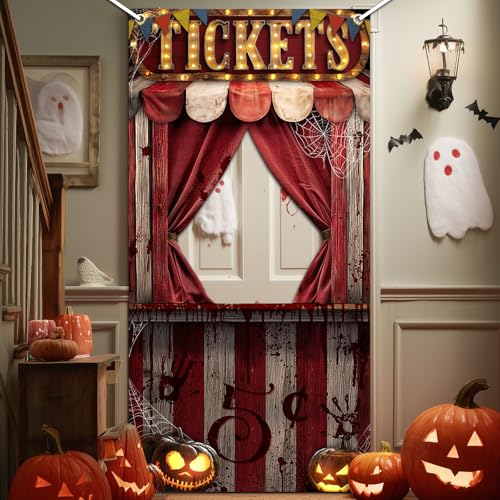Lecheme Halloween Evil Circus Door Cover Creepy Carnival Party Decorations - image 6
