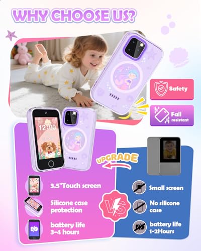 Image of Dylanto Kids Phone ,3.5'' Touchscreen Phone for Kids Learning Play Toys for 3-9 Years Old Girls with Dual Camera,Video Players,Game,Christmas Birthday Gifts for Girls Age 3 4 5 6 7 8 9 -Purple