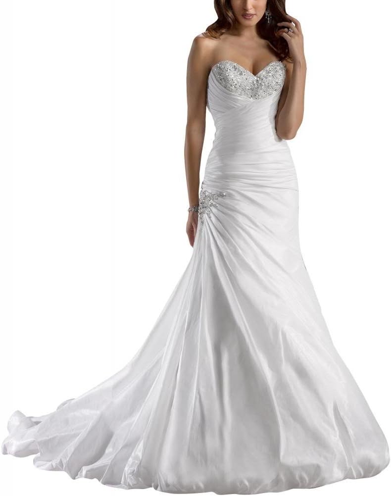 GEORGE BRIDE Sweetheart Neckline Taffeta Wedding Dress With Beaded Bodice Size 12 Ivory