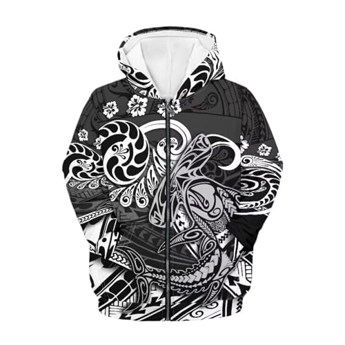 Polynesian Sweatshirt for Little Girls Age 6-16 Long Sleeve Zip Up Hoodies Kids Hooded Sweatshirts3