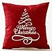 Merry Christmas Snow Tree Red Background Cotton Linen Throw Pillow Case Cushion Cover Home Sofa Decorative 18 X 18 Inch ¡­ (8)