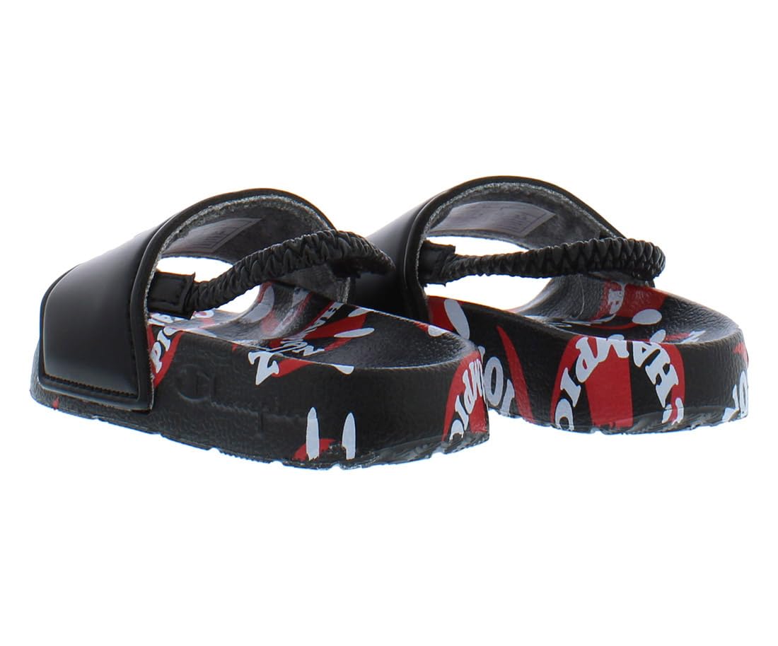 Champion Ipo Smile Slide Infant/Toddler Shoes Size 6, Color: Black/Red-Black