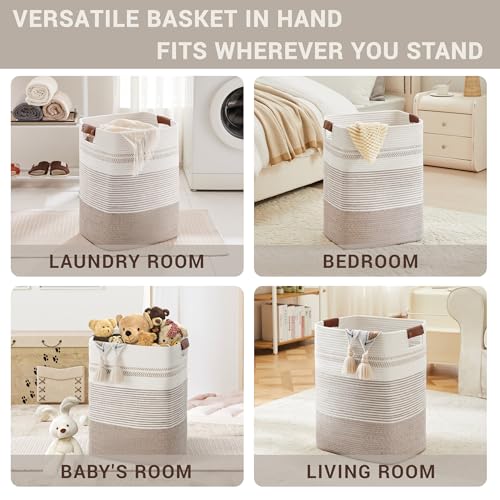 85L-Tall-Woven-Laundry-Basket-Hamper-with-Leather-HandlesBrown-collapsible-wicker-hamper-storage-for-dirty-clothes-toys-blankets-gifts-living-room-bedroom-bathroom-17x14x22