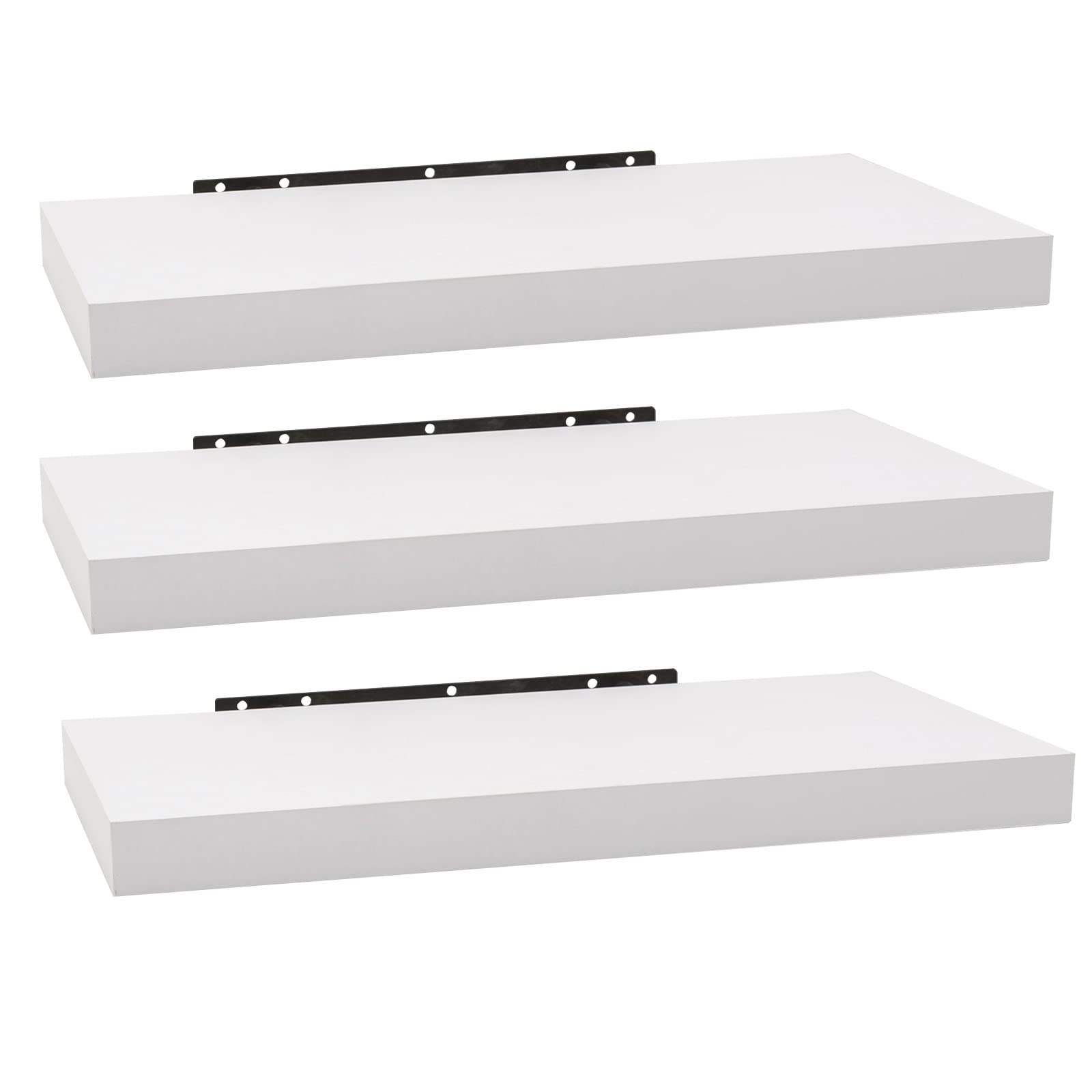 WOLTU 3 Pcs Floating Shelf White Wooden Wall Storage Display Shelf 40cm Long RG9372ws-3-UK