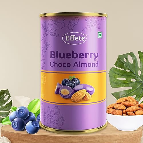 Image of Effete Choco Coated Blueberry Chocolate Almond Can - 96gm, Chocolaty Dryfruits, Chocolicious Almonds, Dryfruits chocolates packet, chocolates gift pack, chocolate box, chocolates gift hemper