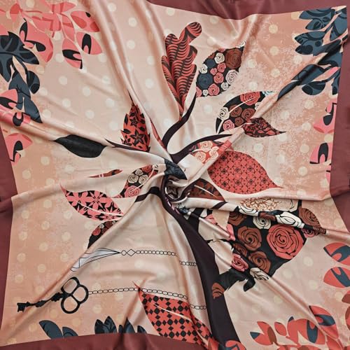 Image of Satin Silk Small Square Scarf for Women, Printed Soft and Comfy Neck Head Tie Scarf Bandana