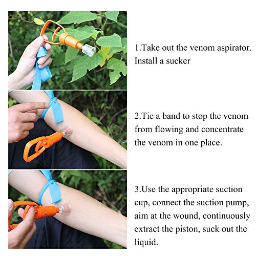 Extrator, Andoer Ferramenta de sobrevivência para remoção de extrator de veneno Kit de bomba de vácu