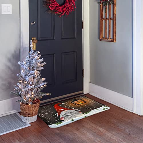 Wttorde Soft Flannel Christmas Doormat Santa Gnomes Decorative Washable Winter Snowflake Indoor Outdoor Door Mat For Front Door, Entryway, Porch 16 X 24 Inches #TOP4