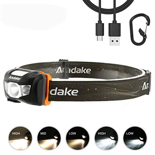 Fazitrip Linterna Frontal LED USB Recargable (lámpara de cabeza) se utilizan para la iluminación nocturna y siete ajustes de brillo para los deportes al aire libre en todas las noches.