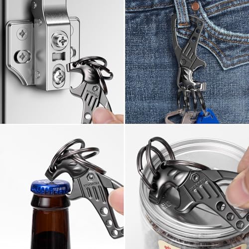Image of Heavy Duty Key chain, Carabiner Clip Keychain with Bottle Opener, 3 Key Rings for Car Keys, Metal Secure Snap Lock, Family Present for Men and Women(Black,1-Pack)