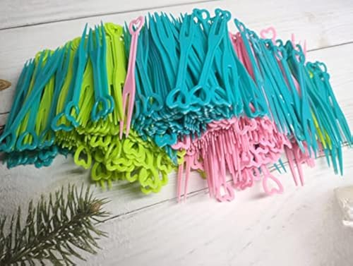 ハート型 使い捨てデザートフォーク, プラスチック製, ターコイズ・ピンク・ライムグリーン, パーティー用品, 500本セット, ケーキ・前菜用