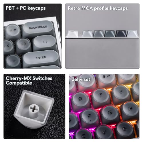 Image of dagaladoo PBT Keyboard keycaps,Grey moa keycaps Jelly