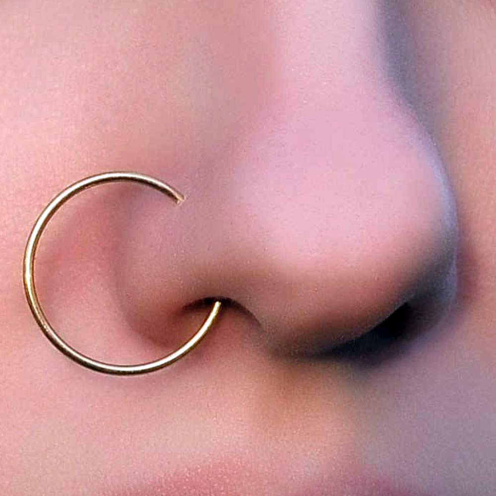 14k oro 22 Gauge - anello di 10mm diametro cerchio aperto continuo senza cuciture naso Piercing naso