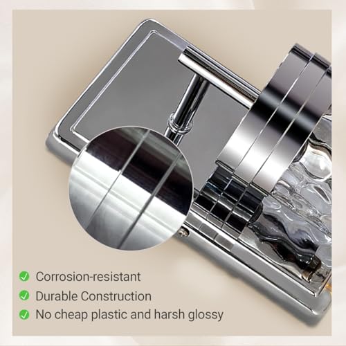 Image of ANDY STAR 1-Light Bathroom Wall Sconce, Polished Chrome Hammered Glass Vanity Light, Water Ripple Side Light Fixtures with Clear Glass Shade, E12 Base, Wall Lamp for Bedroom, Hallway