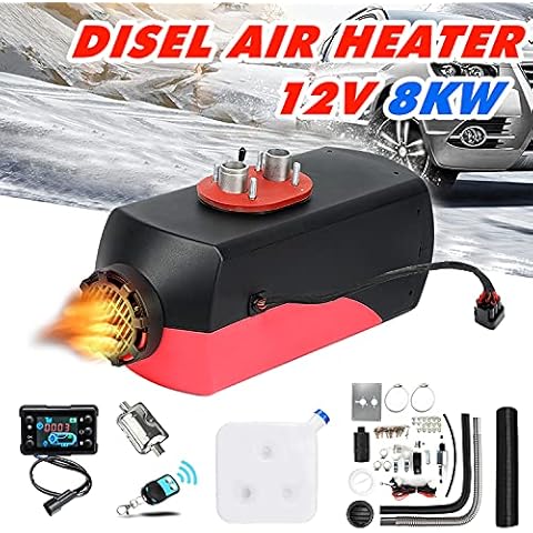 Triclicks 8KW Diesel Air Heater 12V Diesel Parking Heater Set With 10L Tank Remote Control LCD Display, Fast Heating Diesel Heater For Truck Boat Bus Car Trailer Motorhomes Vehicle Cover