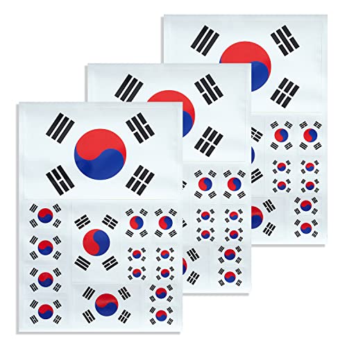 Image of CANTENDO 3Pack Korea Flag Decal - Korea Flags Reflective Vinyl Car Stickers - for Car Window Bumper Waterproof Sticker (12 x 8.5 Inch)