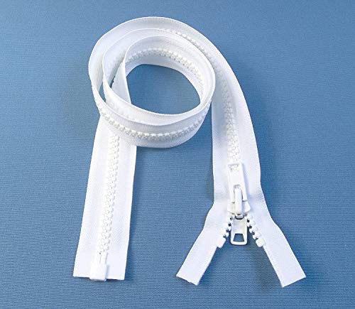 Fermeture éclair YKK de séparation #10 plastique injecté blanc curseur métal