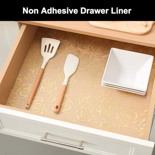 Image of Cooyes Shelf Liner - Premium Non-Adhesive Cabinet & Drawer Liner for Kitchen - Waterproof Shelf Paper with Modern Pattern - Durable EVA Cabinet Mat - Easy to Cut （11.8 inch W x 120 inch L）