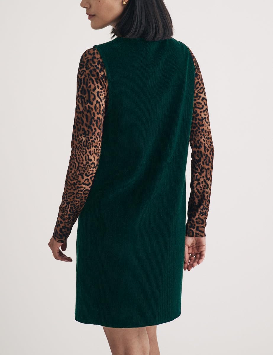 Women's Corduroy Overall Dress Button Down Sleeveless Fall Mini Pinafore Jumper Dress - Image 7