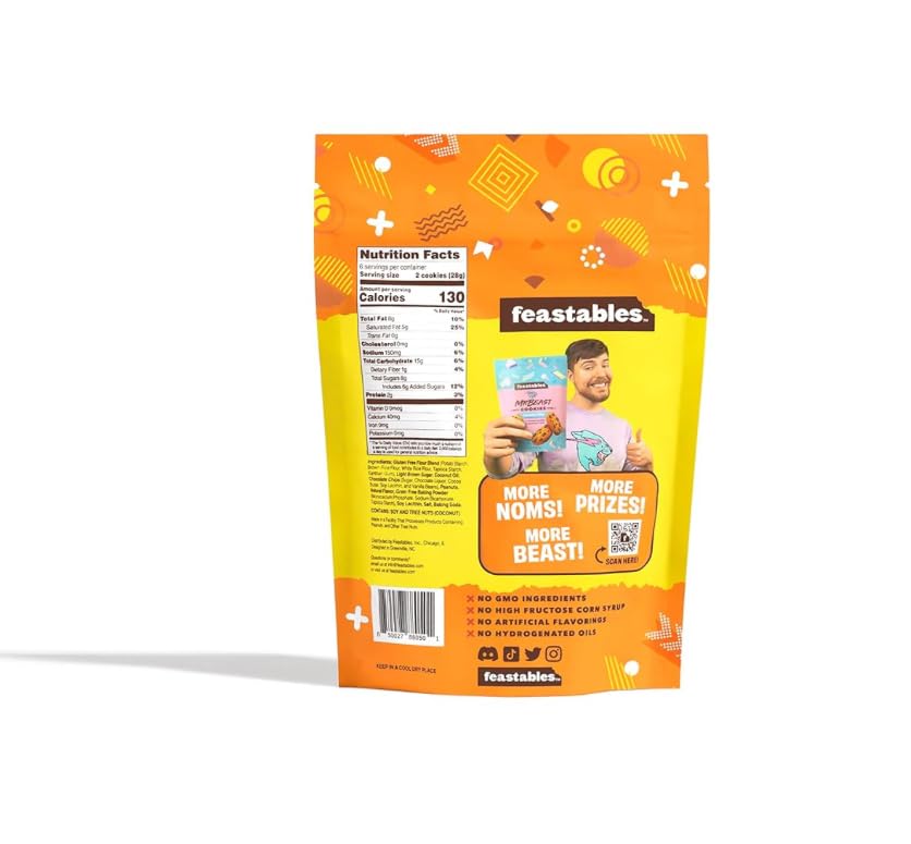 Miniatura 3 de Feastables Mr. Beast Galletas de mantequilla de maní Chocoloate Chip paquete de 2 paquetes de 6 onzas