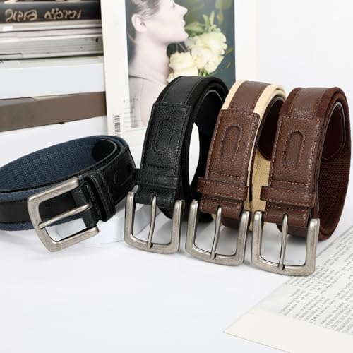 Mens Belt Men’s Casual Everyday Leather Jean Belt Fashion Web Fabric Canvas Belt with Metal Buckle4