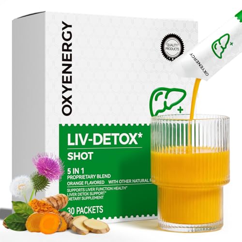 OxyEnergy Liver Cleanse Detox & Repair Organic Milk Thistle Liver Detox Supplement with Turmeric Ginger 5-in-1 Support Liver Health & Digestion & Hangover Relief Vegetarian Gluten-Free 30 Packs