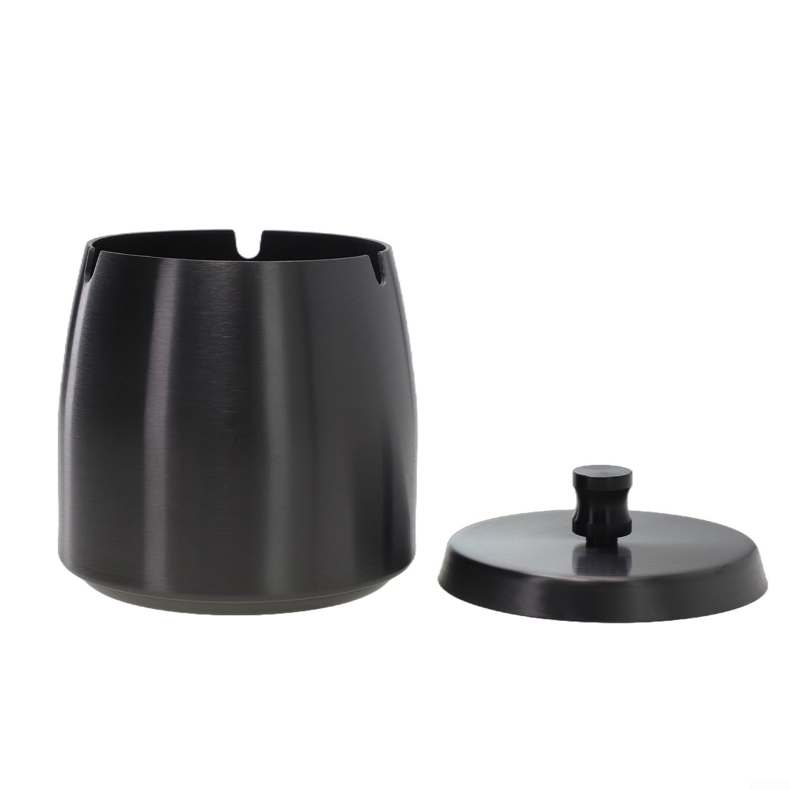 Portacenere da tavolo in acciaio inossidabile, antivento, con coperchio, grande capacità, per uso esterno, base antiscivolo, per casa, bar, caffetteria e decorazione del giardino (H)