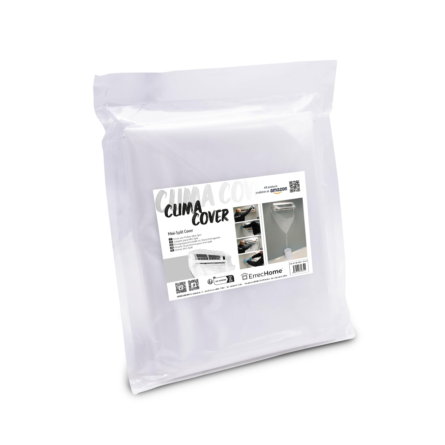 ERRECHOME Clima Cover, Air Conditioner Cleaning Cover (Wall-mounted Units) with Drain Outlet Pipe