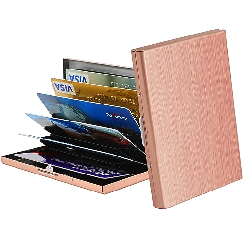 MaxGear Slim Wallet for Women, Metal Credit Card Holder for Men, RFID Blocking Card Case with Buckle Protector Sleeves Money Clip, Stainless Steel