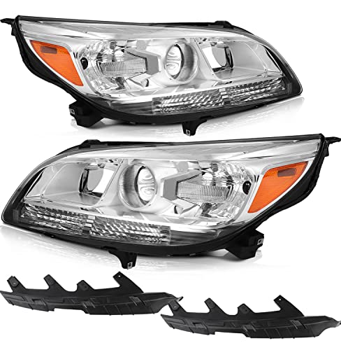 LSAILON For Malibu Headlights From Headlight Assembly Replacement Fit 2013-2016 For Chevy Malibu / 2016 For Chevy Malibu Limited Chrome Housing Amber Reflector