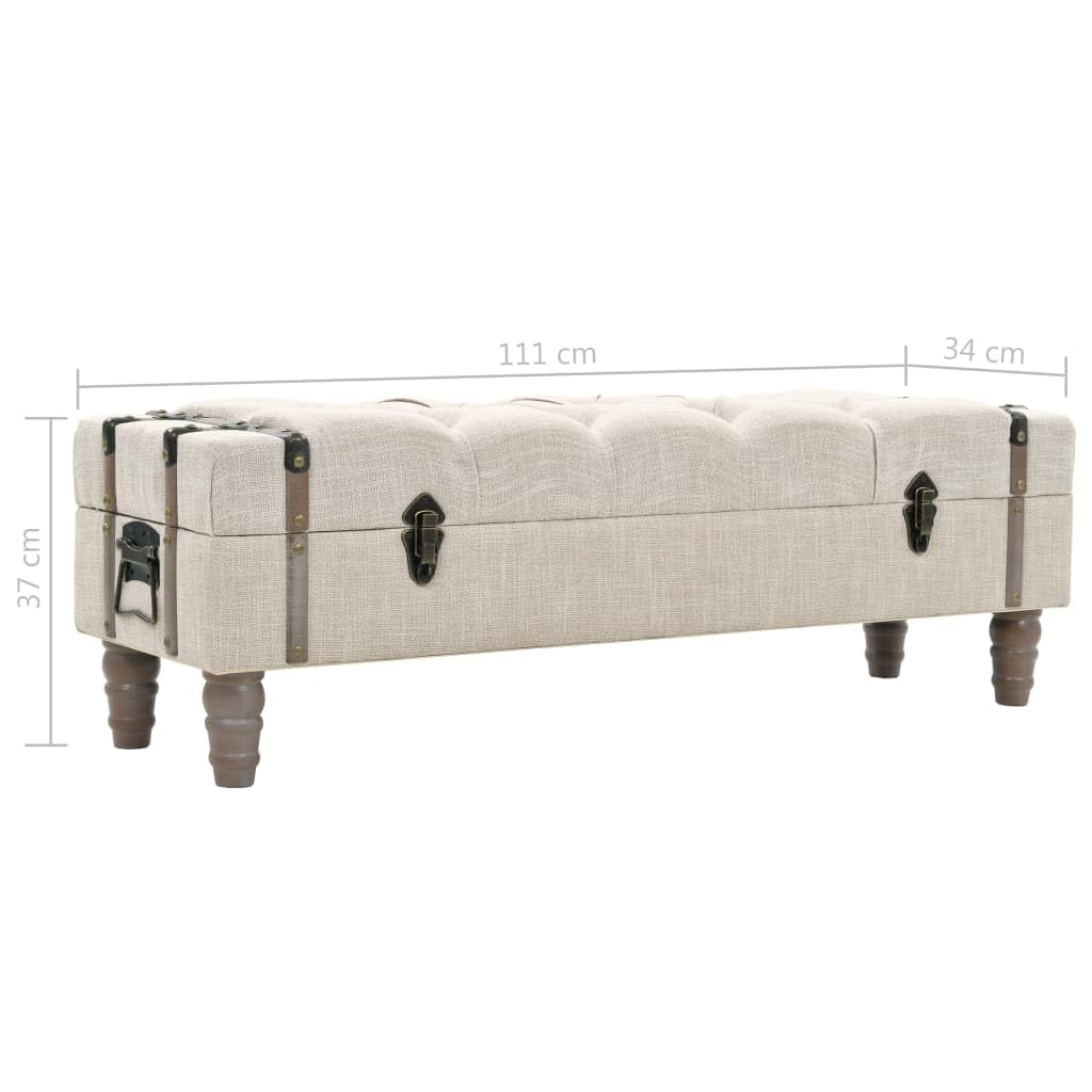 vidaXL Banco de Almacenamiento Madera Maciza y Acero 111x34x37 cm