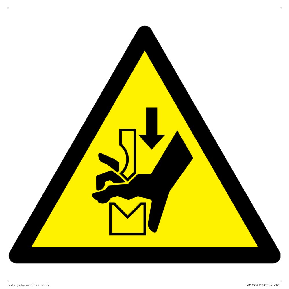 W030 Warning: Hand crushing between press brake tool Sign - 200x200mm - S20