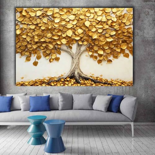 Arbre de vie decoration murale dorée 50x70cm pour salon moderne - 2