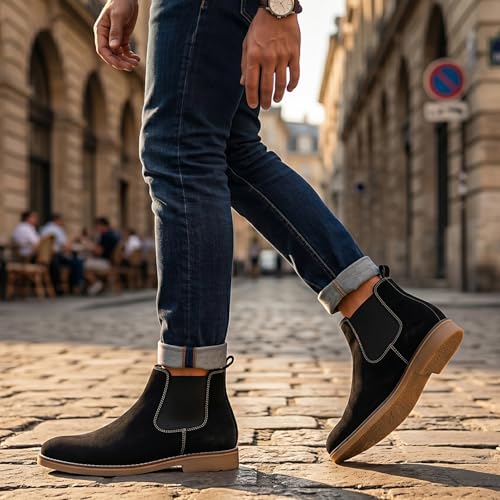 Image of Kraasa Men's Chelsea Boots for Men, Premium Vegan Leather, Fashion Ankle, Modern Casual, Smart Casual & Formal Footwear